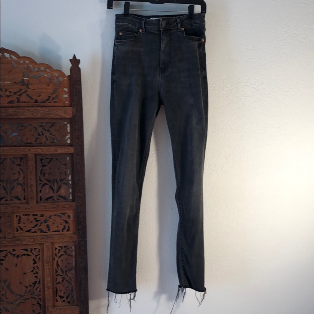 Charcoal Skinny Jean w/ Raw Hem